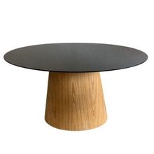 Mesa de Jantar Cone Oval 198x122cm Tampo Base Madeira Preto