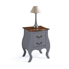Mesa de Cabeceira Bombê Antique 2 Gavetas Laca Cinza