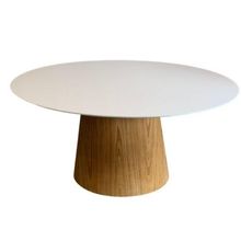 Mesa de Jantar Cone Oval 137x90cm Tampo Base Madeira Branco