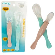 COLHERES PONTA DUPLA COLORS NEUTRO 2 UNID - 6M+ - CLINGO