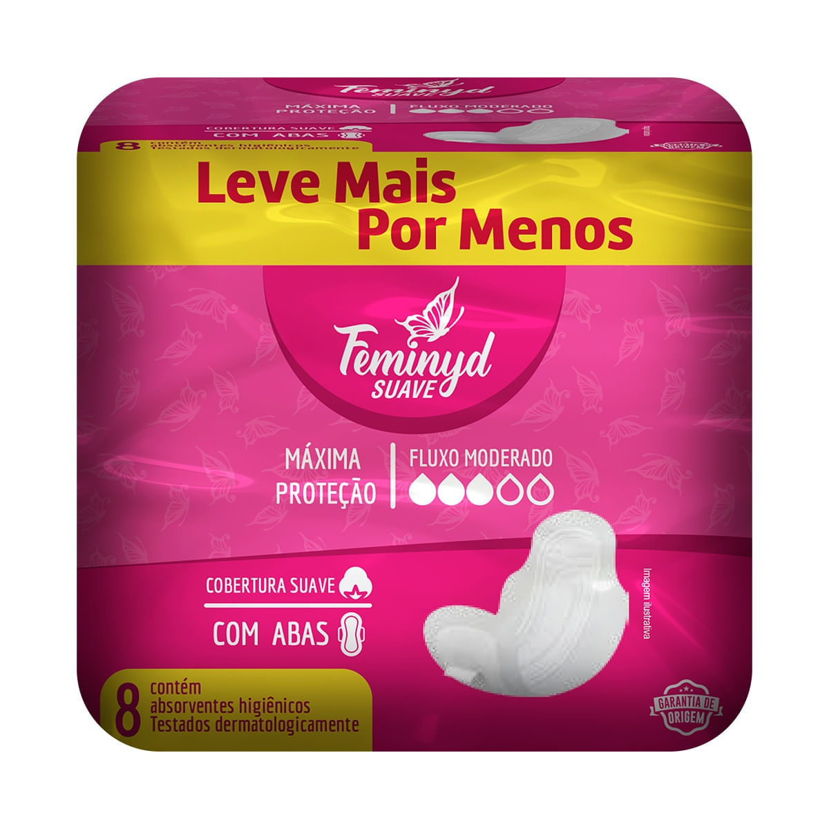 Absorvente Feminyd Com Abas Suave Leve+Pague- 8 Unidades