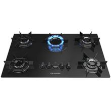 Cooktop 5 Bocas Gás Mesa De Vidro Bivolt Preto Mueller