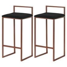 Kit 2 Banqueta Selena Base Bronze Veludo Preto Gran Belo