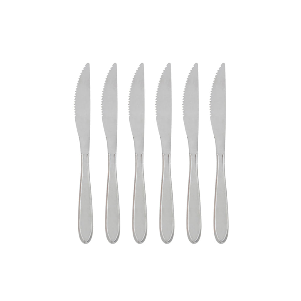 Faca de Mesa Toledo - Conjunto de 6 Peças de Aço Inoxidável