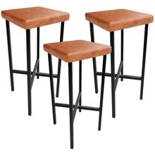 Kit 03 Banquetas Alta Bar Cozinha Sala De Jantar Preto Stella L02 Couríssimo Camel - Lyam Decor