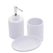 Conjunto 3 Peças Banheiro Lyor Lille Cerâmica Design Minimalista Branco