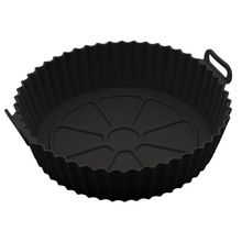 Forma Redonda de Silicone para Air Fryer Lyor 19cm Antiaderente Flexível Resistente Preta