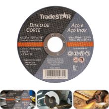 "Disco de Corte 115 x 1 mm Furo 7/8"" Aço e Inox Tradestar"