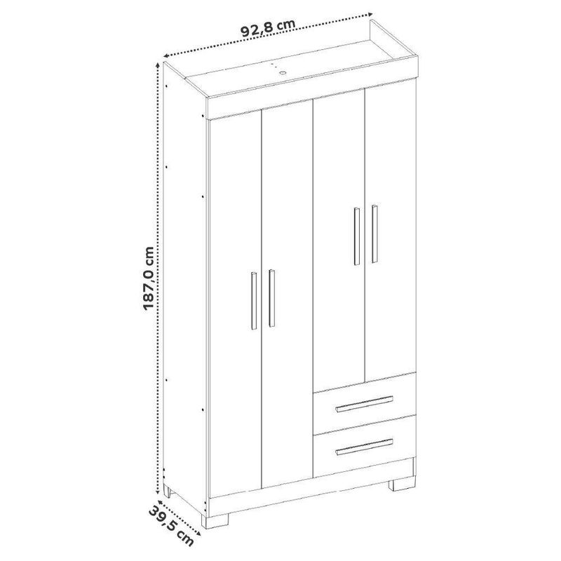 Guarda Roupas Solteiro 4 Portas 2 Gavetas Malta Flex Notável