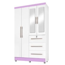 Guarda Roupas Solteiro Com Espelho Pés Tokio Branco Flex