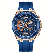 Relógio Esportivo Masculino Com Cronógrafo Movimento Quartzo Resistente Até 3atm Azul