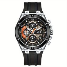 Relógio Esportivo Masculino Com Cronógrafo Movimento Quartzo Resistente Até 3atm Prata