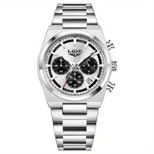 Relógio Esportivo Masculino Quartzo Multifuncional Sofisticado Em Aço Inoxidavél 3atm Branco Prateado