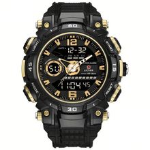 Relógio De Pulso Masculino Digital Led Multifuncional Desportivo De Quartzo Dourado Preto