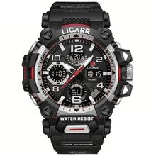 Relógio Digital Masculino à Prova De água 5atm Duplo Display Esportivo Quartzo Prateado Preto