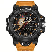 Relógio Esportivo Exibição Dupla Masculino 5atm à Prova De água Quartzo Estilo Militar Laranja