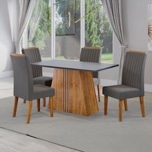 Mesa de Jantar 4 Cadeiras Viero Lumina Estofada Veludo