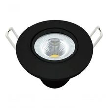 Kit 3 Spot Led 5w Redondo Embutir Branco Frio 9x9cm Preto
