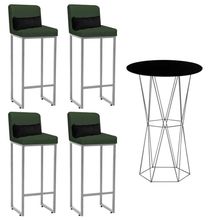 Kit Mesa Bistrô Flork E 4 Banqueta Verde E Almofada Preto