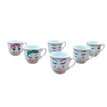 Jogo De Xícaras Estampada De Rosto Feminino 6 Unidades 150ml