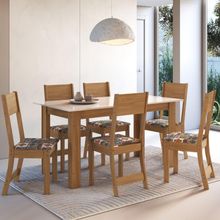 Conjunto Sala De Jantar Fidelitá Veneza Com 6 Cadeiras Freijó/off-white Assento Alaska