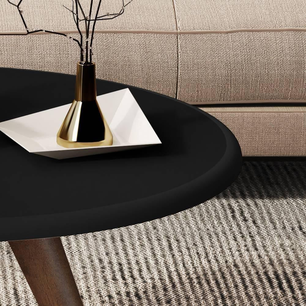 Mesa De Centro Tampo Redondo 52x33cm Grazy Preto