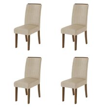 Conjunto Com 4 Cadeiras Estofada Sala De Jantar Grécia Cedro / Bege Dobuê Cedro