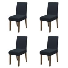 Conjunto Com 4 Cadeiras Estofada Sala De Jantar Trieste Siena Cedro / Chumbo Dobuê Cedro