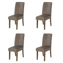 Conjunto Com 4 Cadeiras Estofada Sala De Jantar Grécia Cedro / Mascavo Dobuê Cedro