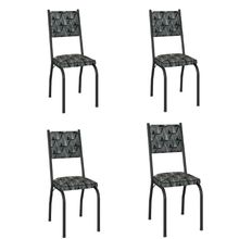 Conjunto Com 4 Cadeiras Tubular Diana Preto Fosco Assento Mosaico Artefamol Preto Fosc