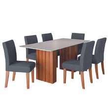 Conjunto De Mesa Sala De Jantar Ripada Santiago 1,80m 6 Cadeiras Creta Dobuê Madeirado Grafite
