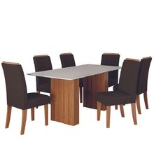 Conjunto De Mesa Sala De Jantar Ripada Santiago 1,80m 6 Cadeiras Grécia Dobuê Madeirado Chocolate