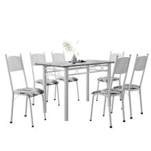 Conjunto De Mesa Sala De Jantar Sara Com 6 Cadeiras