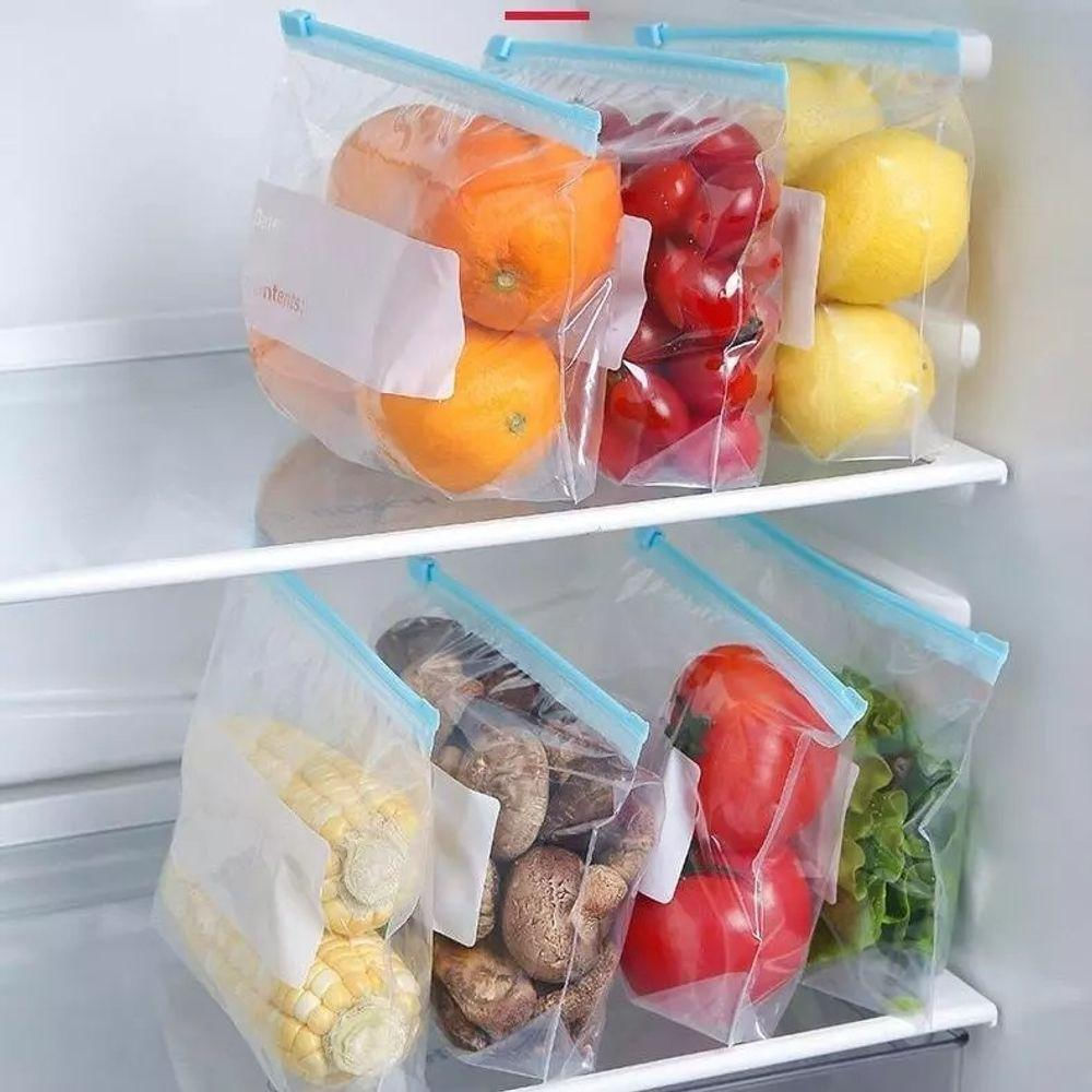 Kit 20 Sacos Herméticos Para Armazenar Alimentos Reutilizável Congelador Zip Lock 14,9 X 16,5 Cm