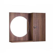 Espelho Redondo para Banheiro com Armário Madeira Escura