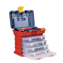 Maleta Pescaria Gaveteiro Caixa Organizadora Multiuso 4 Estojos 72 Divisorias Parafusos Artesanato Portatil