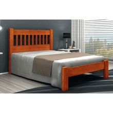 Cama de Casal Lisboa de Madeira Angelim Mel