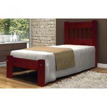 Cama de Solteiro Lisboa de Madeira Angelim Mogno