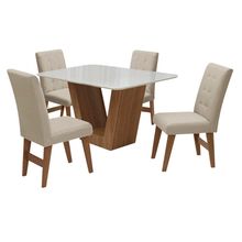 Conj Mesa de Jantar Safira 4 Cadeiras Agata 135cm