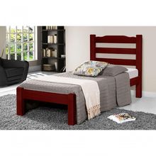 Cama de Solteiro Veneza de Madeira Maciça Tauari Mogno