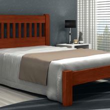Cama Queen Size Lisboa de Madeira Maciça Angelim Castanho