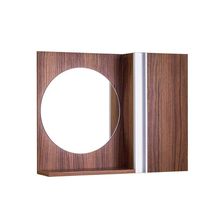 Espelho Redondo para Banheiro com Armário Nogal com Barra