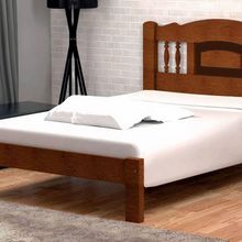 Cama Queen Size Atenas de Madeira Maciça Angelim Castanho