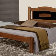 Cama Queen Size Paris de Madeira Tauari Castanho Preto