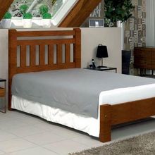 Cama de Casal Tokio de Madeira Maciça Angelim Castanho