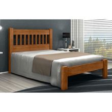 Cama de Casal Lisboa de Madeira Angelim Imbuia