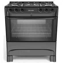 Fogão Mueller 5 Bocas Com Mesa Esmaltada FI5BC Preto Bivol.