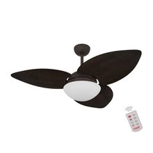 Ventilador De Teto Dormamu Marrom Texturizado 3 Pás Palmae 110V Com Controle