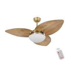 Ventilador De Teto Dormamu Dourado 3 Pás Rádica Freijó 110V Com Controle