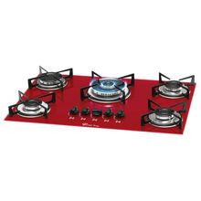 Fogão Cooktop Fischer 5Q TC Gás Mesa Vidro Rouge Bivolt